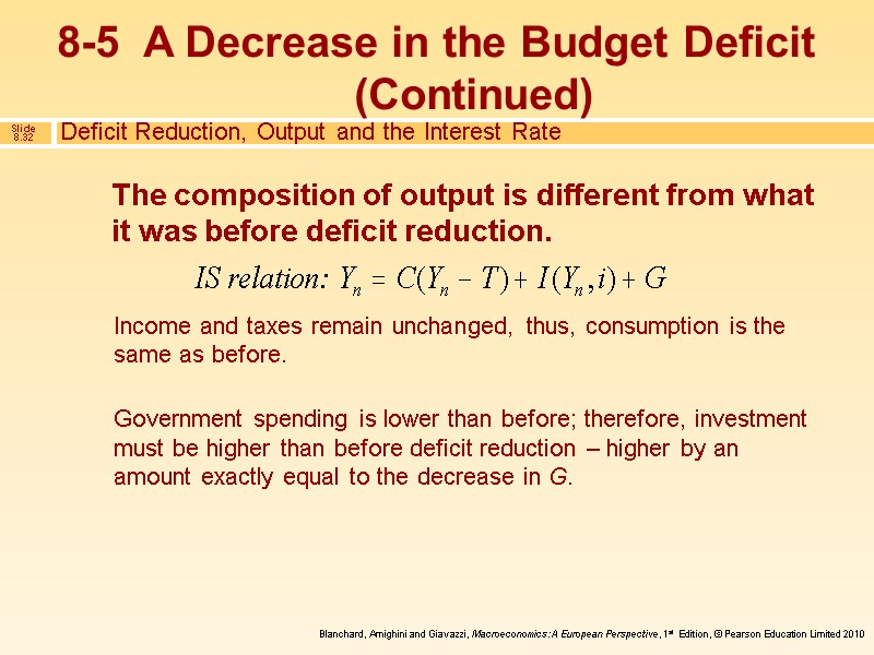 The composition of output is different from what it was before deficit reduction. Income